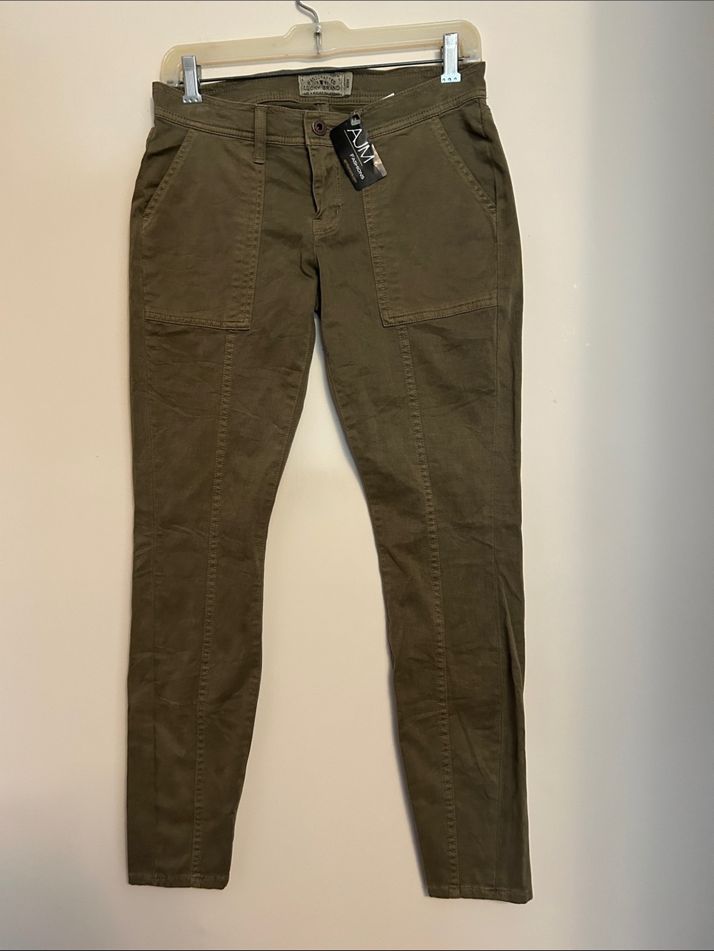 Lucky Brand olive green utility pants front zip size 2/26 new with tags